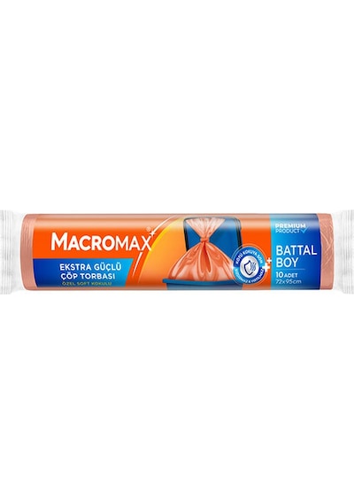 4 Adet Macromax Extra Güçlü Çöp Torbası Battal Boy 10'lu