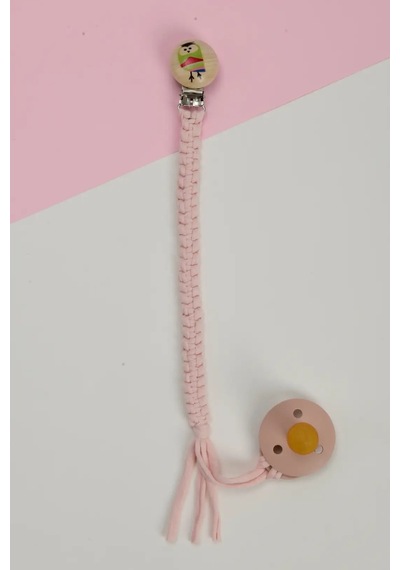 E&f Store El Örmesi Doğal Ahşap Emzik Askısı - Baykuş - Pembe