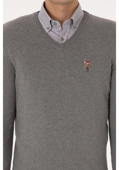 U.S. Polo Assn. Erkek Gri Melanj Basic Kazak 50307778-VR086