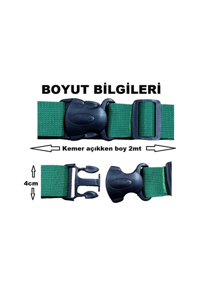 Tarix 2 Adet Yeşil Valiz Kemeri + 1 Adet Kırmızı Valiz Etiketi Yeşil