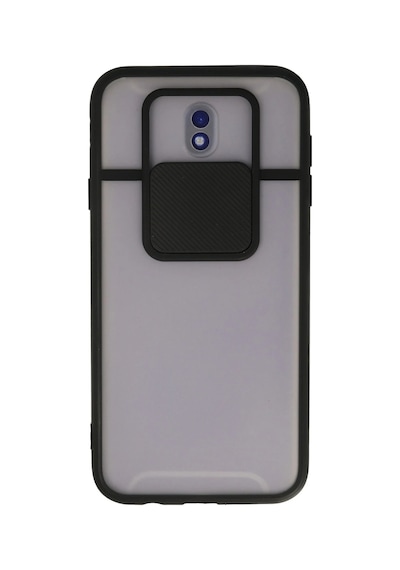 Newface Samsung Galaxy Uyumlu J7 Pro / J730 Kılıf Palm Buzlu Kamera Sürgülü Silikon Semeglbl - 96 - Siyah