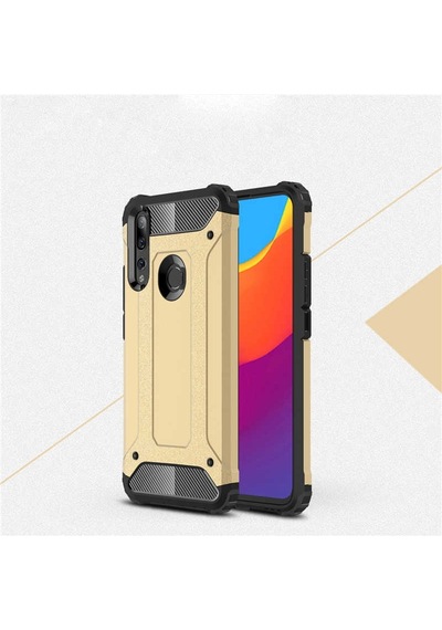 Noktaks - Huawei Uyumlu Huawei Y9 Prime 2019 / Y9 2019 - Kılıf Çift Katman Zırh Tank Crash Military Kapak - Gold