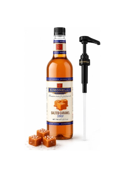 Simonelli Tuzlu Karamel Aromalı Kahve ve Kokteyl Şurubu 700 ML + Dozaj Pompası