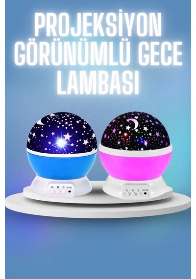 Renkli Yıldızlı Gökyüzü Projeksiyon Gece Lambası Pilli Ve Usb Kablolu Standart 18184586