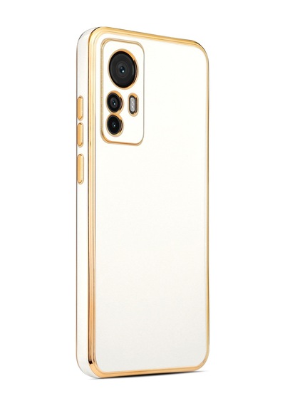 Xiaomi Uyumlu Mi 12t Kılıf Zore Kenarı Gold Renk Silikon Bark Kapak