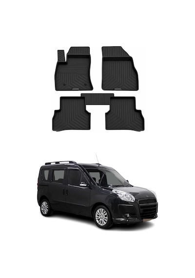 Fiat Doblo 2 2010-2022 Uyumlu 4d Havuzlu Paspas Kauçuk Siyah 5 Parça