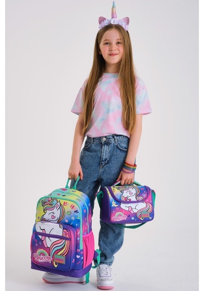 Coral High Kids Lavanta Su Yeşili Unicorn Desenli 3 Lü Okul Çanta Seti Set0123729