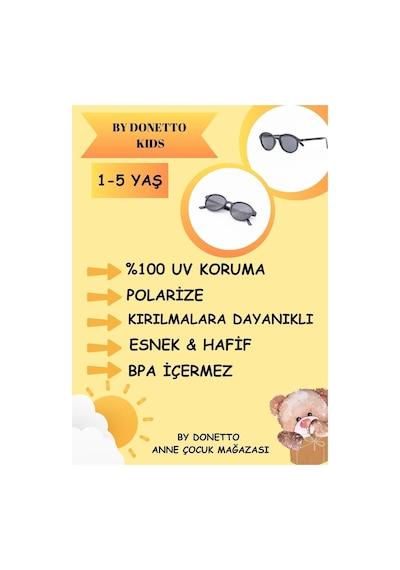 Yeni-unisex 1-5 Yaş Polarize Siyah Çocuk Güneş Gözlüğü Siyah