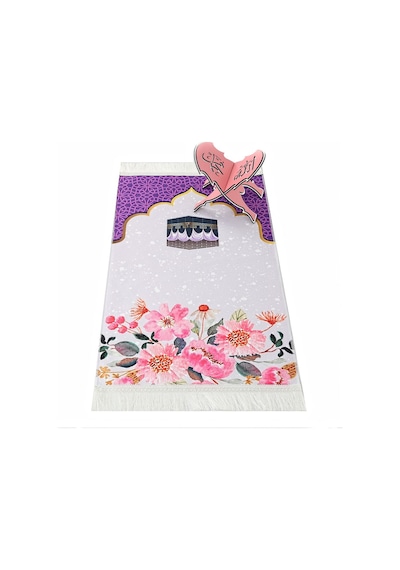 Çocuk Seccadesi Kabe Mor 82 45 Cm 110 Gr - Tesbih Hediyeli Çok Renkli