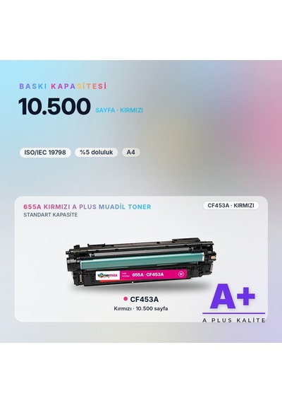 Hp 655a Cf453a Kırmızı Uyumlu Toner A Plus / Color Laserjet Enterprise M652 / M653 / Mfp M681 / M682