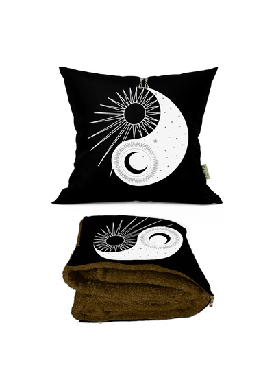 Ying Yang Zodyak Desenli İç Dolgusu Battaniyeli Araç İçi Opsiyon