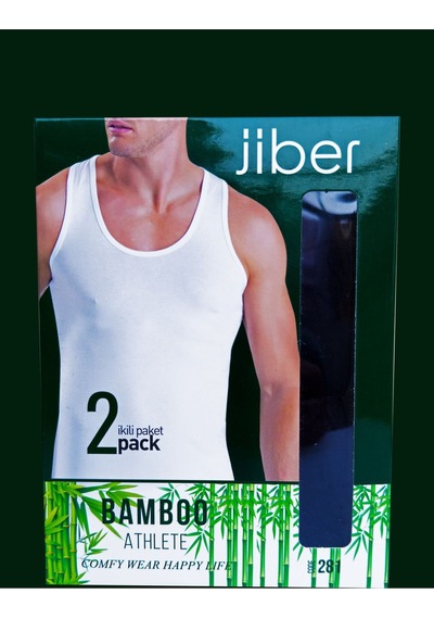 Jiber Bambu Kumaş 2'li Atlet - 281 - %68 Bambu %28 Pamuk %4 Elestan Siyah