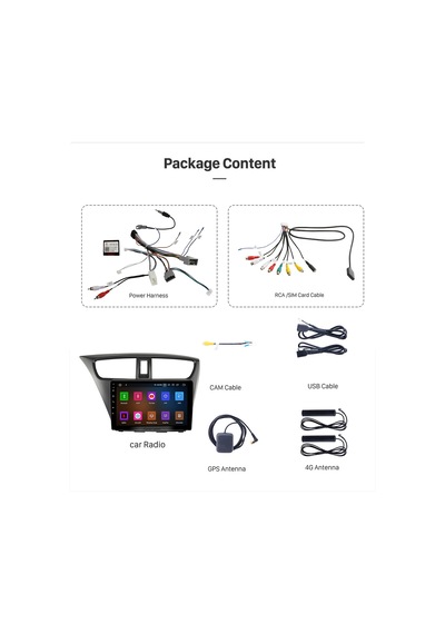 Honda Cıvıc 2012-2017 Multimedya Navigasyon Usb Kamera Carplayer 6 Ram