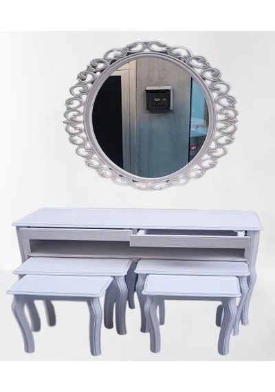 Dresuar Çift Zigon Takım Kayın Aslan Ayak Güneş Ayna Beyaz Renk Model El Yapım Beyaz