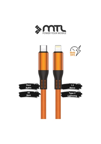 30w Pd Type-c To Apple Uyumlu iPhone Lightning Örgülü Hızlı Şarj Ve Data Kablosu 1.5 Metre Mt2124