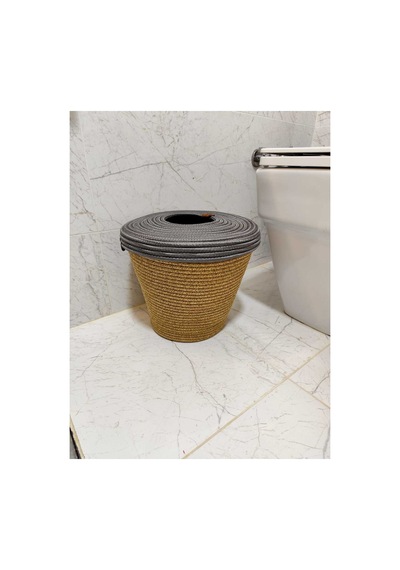 Jüt, Hasır, Çöp Kovası, Mutfak Çöp Kovası, Banyo Çöp Kovası, Doğal, Natürel, Jüt Kova, Modern Kova Antrasit Antrasit