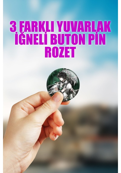 Qiuyuan Wuthering Waves Gacha Çanta Süsü Rozet İğneli Buton Rozet Seti 3 Adet Üçlü