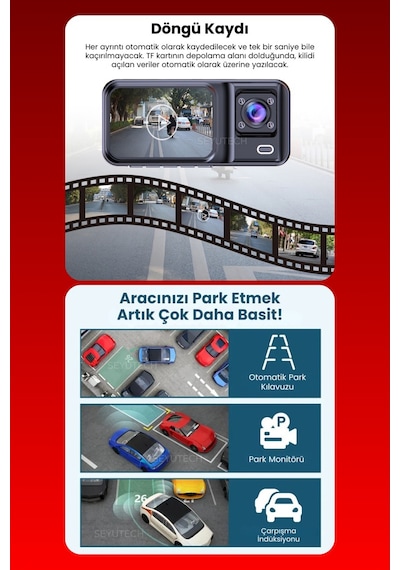 Harvox Araç Içi Hd Kamera 3 Kameralı Wifi Özellikli 1080p Full Hd Gece Görüşlü G-sensör Dashcam A98
