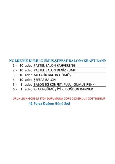 Kaverengi,deniz Kumu,gümüş,şeffaf Balon+kraft Banner Seti
