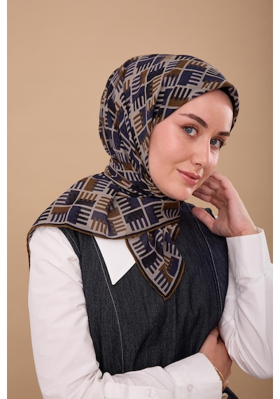 Silk Home Yaz Esintisi Eşarp 150001-12 Lacivert, Zeytin Kahve, Gri