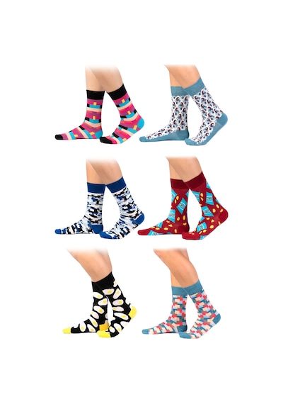 Ozzy Socks 6'lı Organik Pamuklu Dikişsiz Erkek Çok Renkli Desenli Çorap (448387758) Siyah