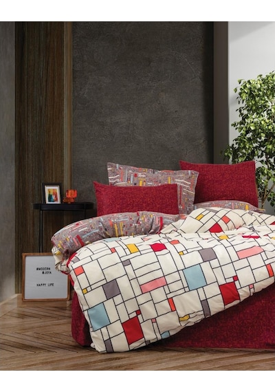 Cotton Box Modern Çift Kişilik Nevresim Takımı Joya Bordo