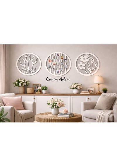 Resim Çerçevesi Canım Ailem Ve Çiçekler Çerçeve 50 Cm Çiçekler 30 Cm Dir No12