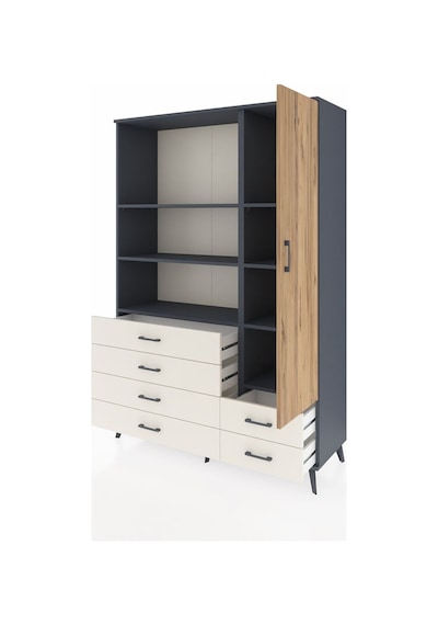 Hyperion Dolap 7 Raflı 6 Çekmeceli Tek Kapaklı 132x44x195 An... Antrasit