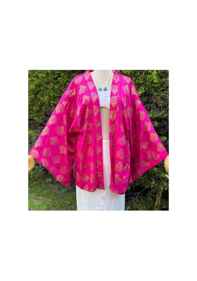 Lila Mare İthal Hint Kumaşlı Handmade Beachwear Yazlık Kimono Standart Bedenlere 36-44 Arası Uygundur Renkli Renkli