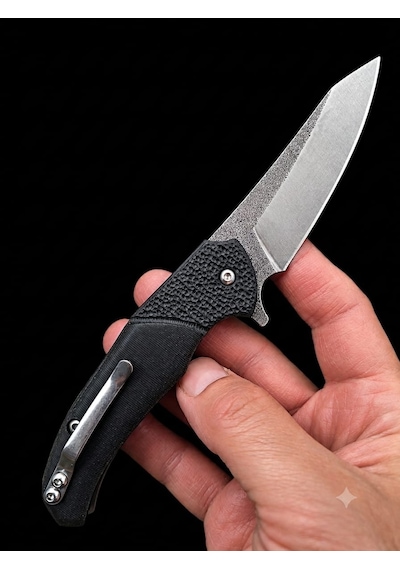 Dayanıklı Katlanır Çakı N690 Böhler Rulmanlı Çelik, İçten Kilitli Siyah