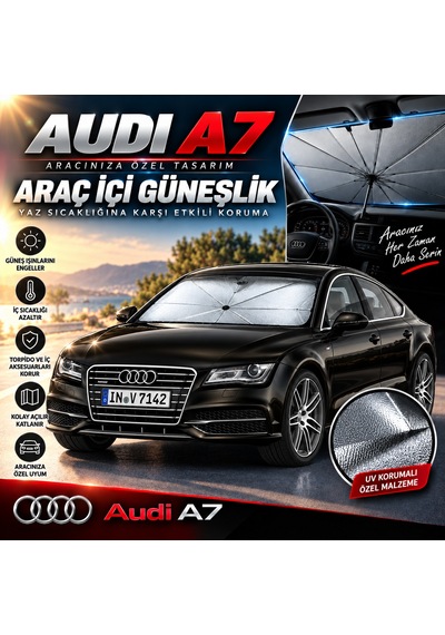 Audi A7 Araç Ön Cam Güneşliği Katlanabilir Şemsiye Oto Güneşlik Uv Korumalı Gölgelik Araba Oto Şemsiyesi