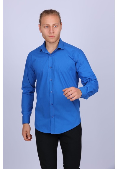 Tousus Slim Fit Saks Rengi Erkek Gömlek Slm-5069-tss Saks Mavisi