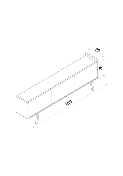 Spica Safir Meşe Rengi Mdf 3 Kapak Ahşap Ayaklı 160 Cm Tv Ünitesi