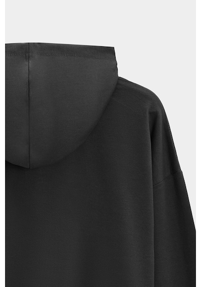 Sââde Kadın Oversize Kapüşonlu Basic Hoodie Sweatshirt Siyah