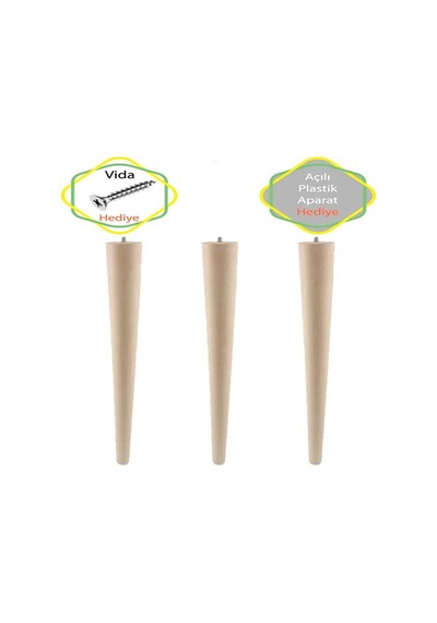 3 Adet Lüks 70 Cm Ahşap Ham Masa Ayağı Çap: 4,2 Cm Hobi Dıy