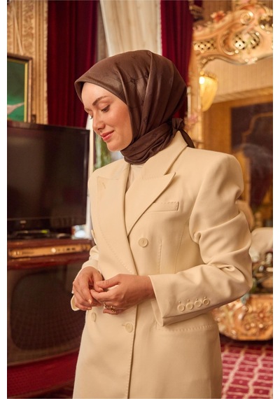 Silk Home Monogram Pamuk İpek Eşarp 130001-23 acı kahve