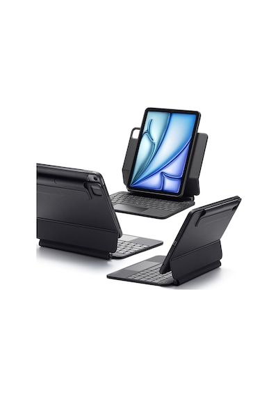iPad Uyumlu  Air 11 M2/m3/m4/m5 Rebound 360 Manyetik Klavyeli Kılıf Siyah Klavyeli Kılıf