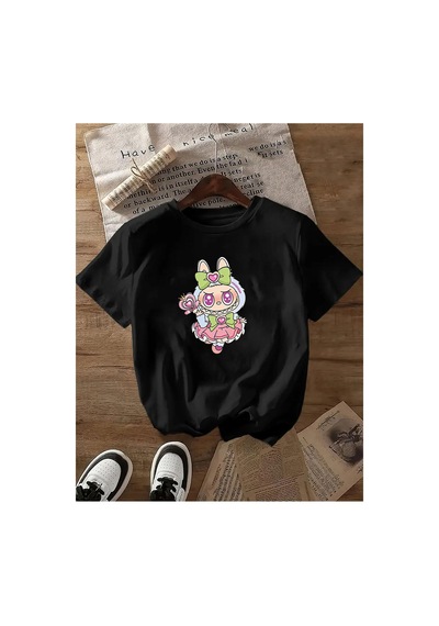 Herkesemoda Baskılı Basic T-shirt Siyah
