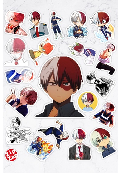 Shoto Todoroki Anime Sticker Paketi 20 Adet My Hero Academia Çok Renkli