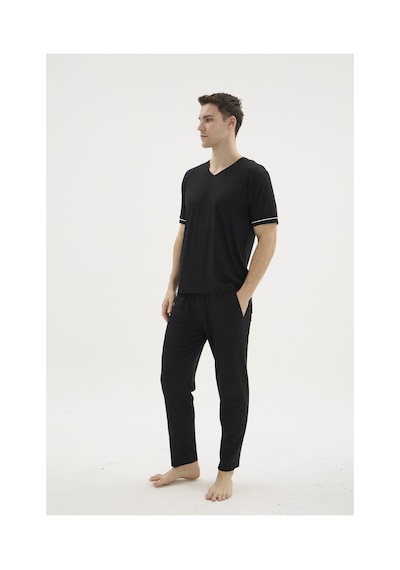 Angbutik Kocabey Kkt-26162 V Yaka Pijama Takımı Siyah