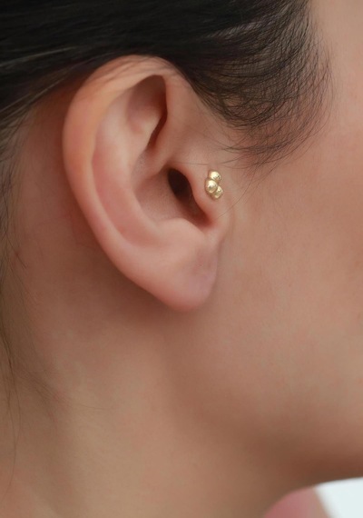 14 Ayar Altın Üç Toplu Tragus Piercing Sarı