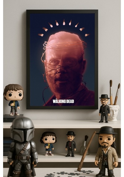 The Walking Dead Rick Grimes Siyah Ahşap Çerçeveli Poster, Dizi Duvar Tablosu