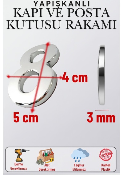 Krom Yapışkanlı Kapı Numarası 8 5 Cm / 50 Mm Küçük Boy Rakam Sayı - Daire, Posta Kutusu, Otel Oda No, Asansör, Kat Planı, Araç Model Ve Apartman İçi Dekoru İçin Kendinden Yapışkanlı Krom Numaratör 8 8 Krom Yapışkanlı Kapı Numarası 8 5 Cm / 50 Mm Küçük Boy Rakam Sayı - Daire, Posta Kutusu, Otel Oda No, Asansör, Kat Planı, Araç Model Ve Apartman İçi Dekoru İçin Kendinden Yapışkanlı Krom Numaratör 8 8