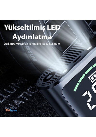 Zhltools St-5528 Dijital Basınç Göstergeli Oto Lastik Şişirme Pompası Hava Kompresörü