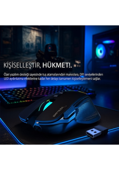 Profesyonel 8 Tuşlu Rgb Gaming Oyuncu Mouse Bluetooth 5.3 Kablosuz & Kablolu Img-gt22