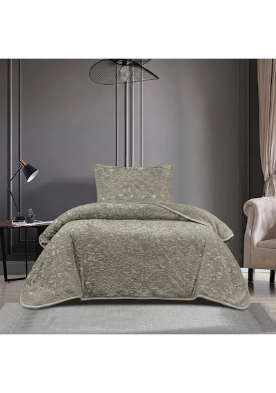 Soft Battaniye Tek Kişilik 180 X 240 Haki Yastık Kılıfı Hediyeli