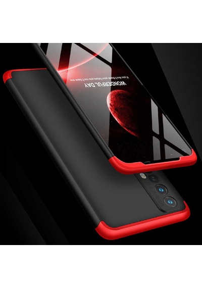 Realme 7 Kılıf Zore Ays Kapak Siyah-Kırmızı