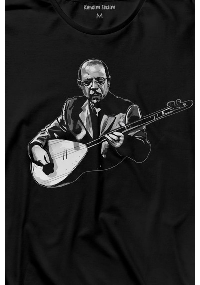 Neşet Ertaş Bozkırın Tezenesi Halk Müziği Bağlama Uzun Kollu Tişört Baskılı T-shirt 001