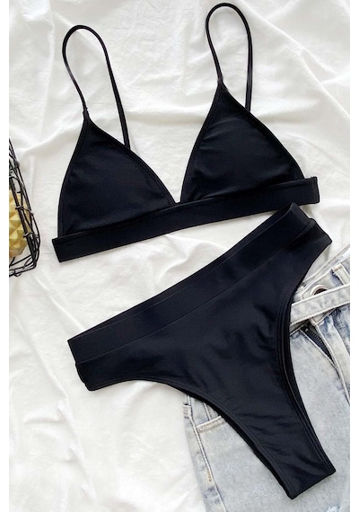Angelsin Yüksek Bel Siyah Bikini Altı 001