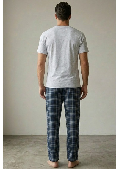 Siyah İnci Örme Kısa Kollu Pijama Takım 8006 Gri